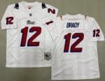 New England Patriots #12 Tom Brady White Red Throwback Jersey