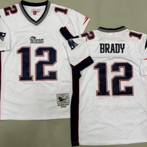 New England Patriots #12 Tom Brady White Throwback Jersey
