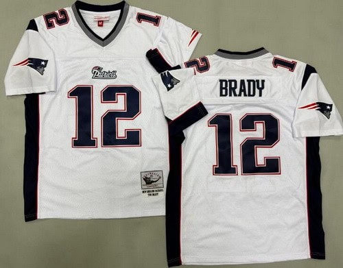 New England Patriots #12 Tom Brady White Throwback Jersey