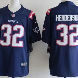 New England Patriots #32 TreVeyon Henderson Limited Navy Vapor Jersey