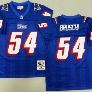 New England Patriots #54 Tedy Bruschi Blue 1996 Throwback Jersey