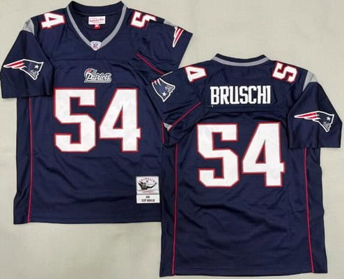 New England Patriots #54 Tedy Bruschi Navy 1996 Throwback Jersey