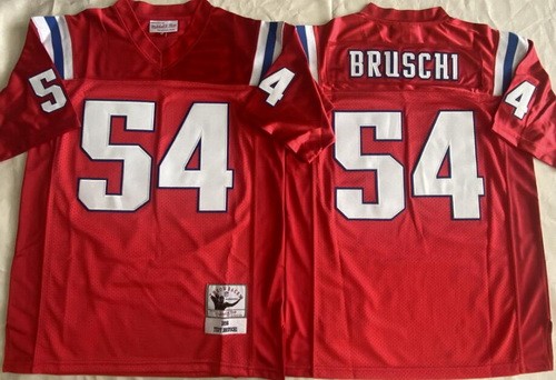 New England Patriots #54 Tedy Bruschi Red 1996 Throwback Jersey