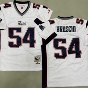 New England Patriots #54 Tedy Bruschi White 1996 Throwback Jersey