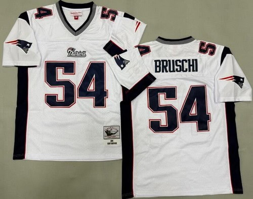 New England Patriots #54 Tedy Bruschi White 1996 Throwback Jersey