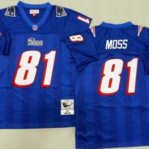 New England Patriots #81 Randy Moss Blue 2007 Throwback Jersey
