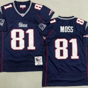 New England Patriots #81 Randy Moss Navy 2007 Throwback Jersey