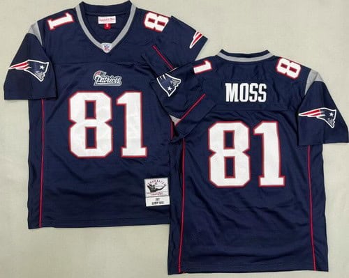 New England Patriots #81 Randy Moss Navy 2007 Throwback Jersey