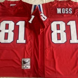 New England Patriots #81 Randy Moss Red 2007 Throwback Jersey