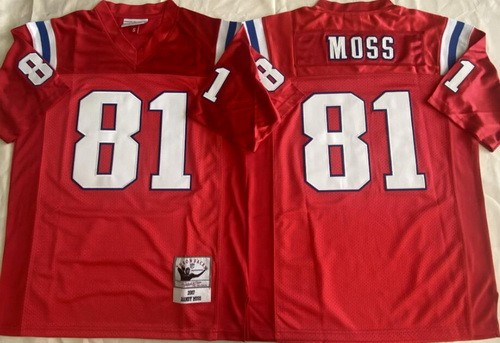 New England Patriots #81 Randy Moss Red 2007 Throwback Jersey