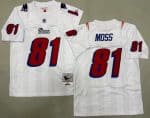 New England Patriots #81 Randy Moss White Red 2007 Throwback Jersey