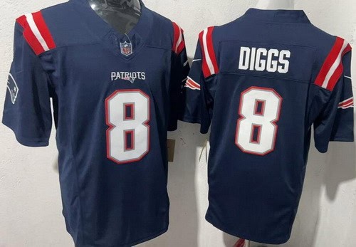 New England Patriots #8 Stefon Diggs Limited Navy FUSE Vapor Jersey