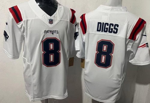 New England Patriots #8 Stefon Diggs Limited White FUSE Vapor Jersey