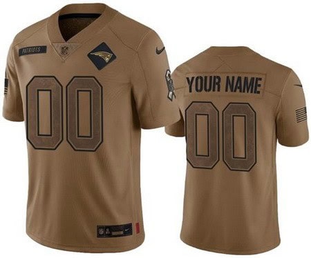 New England Patriots Customized Brown 2023 Salute To Service Jersey