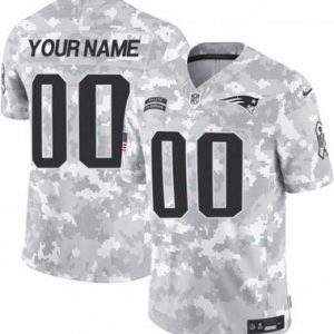 New England Patriots Customized Limited Arctic Camo 2024 Salute to Service Jersey