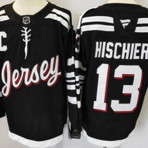 New Jersey Devils #13 Nico Hischier Black Authentic Jersey