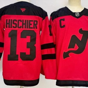 New Jersey Devils #13 Nico Hischier Red Alternate Authentic Jersey