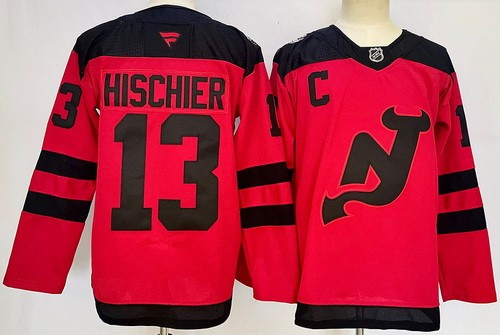 New Jersey Devils #13 Nico Hischier Red Alternate Authentic Jersey