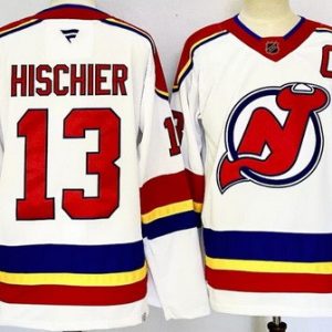 New Jersey Devils #13 Nico Hischier White Authentic Jersey