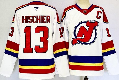 New Jersey Devils #13 Nico Hischier White Authentic Jersey