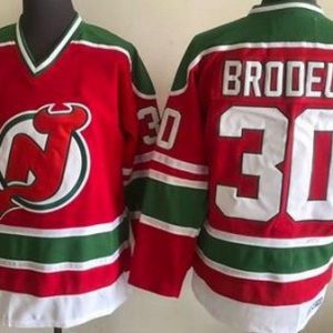 New Jersey Devils #30 Martin Brodeur Red Green Throwback Jersey