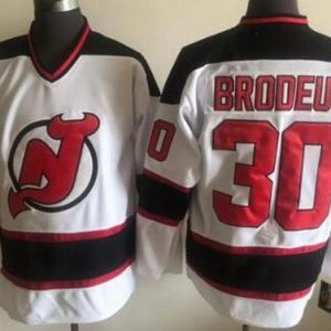 New Jersey Devils #30 Martin Brodeur White Throwback Jersey