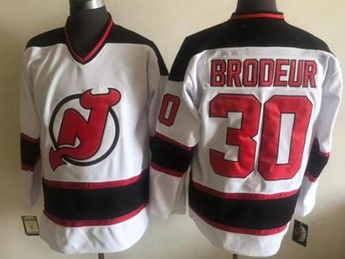 New Jersey Devils #30 Martin Brodeur White Throwback Jersey