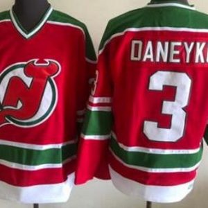 New Jersey Devils #3 Ken Daneyko Red Green Throwback Jersey