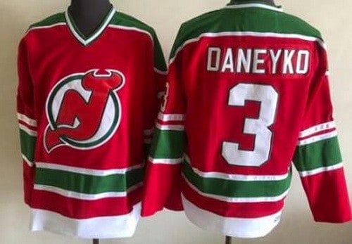New Jersey Devils #3 Ken Daneyko Red Green Throwback Jersey
