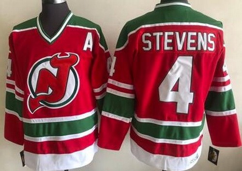 New Jersey Devils #4 Scott Stevens Red Green Throwback Jersey