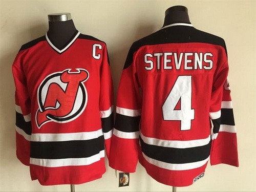 New Jersey Devils #4 Scott Stevens Red Throwback Jersey
