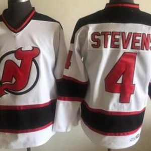 New Jersey Devils #4 Scott Stevens White Throwback Jersey