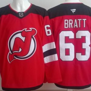New Jersey Devils #63 Jesper Bratt Red Authentic Jersey