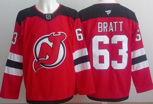 New Jersey Devils #63 Jesper Bratt Red Authentic Jersey