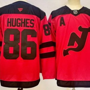 New Jersey Devils #86 Jack Hughes Red Alternate Authentic Jersey