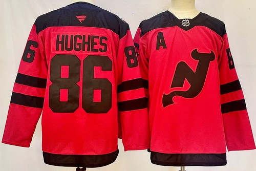 New Jersey Devils #86 Jack Hughes Red Alternate Authentic Jersey
