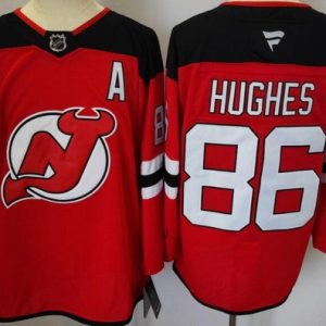 New Jersey Devils #86 Jack Hughes Red Authentic Jersey