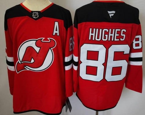 New Jersey Devils #86 Jack Hughes Red Authentic Jersey