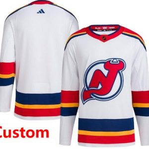 New Jersey Devils Customized White 2022 Reverse Retro Authentic Jersey