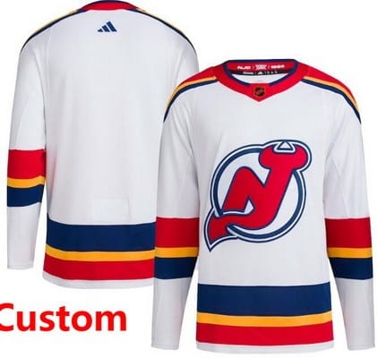 New Jersey Devils Customized White 2022 Reverse Retro Authentic Jersey