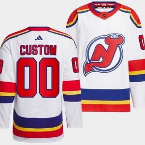 New Jersey Devils Customized White 2022 Reverse Retro Authentic Jersey