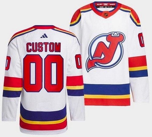 New Jersey Devils Customized White 2022 Reverse Retro Authentic Jersey