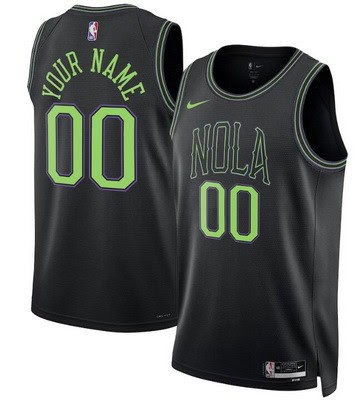 New Orleans Pelicans Custom Black 2023 City Icon Heat Press Jersey