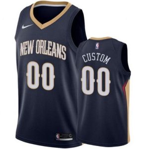 New Orleans Pelicans Custom Navy Icon Hot Press Jersey