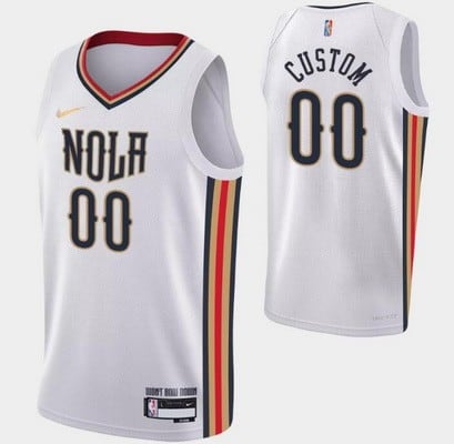 New Orleans Pelicans Custom White City Diamond 75th Icon Hot Press Jersey