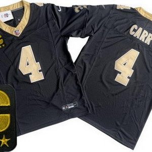 New Orleans Saints #4 Derek Carr Limited Black C Patch FUSE Vapor Jersey