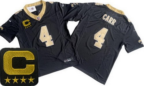 New Orleans Saints #4 Derek Carr Limited Black C Patch FUSE Vapor Jersey
