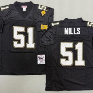 New Orleans Saints #51 Sam Mills Black 1987 Throwback Jersey