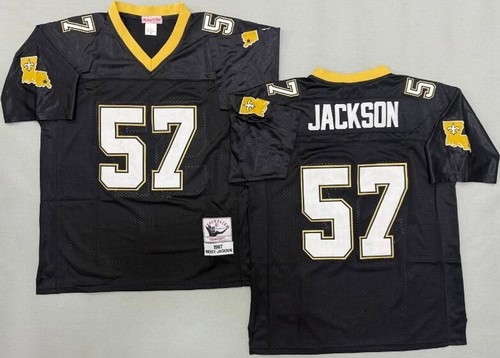 New Orleans Saints #57 Rickey Jackson Black 1987 Throwback Jersey