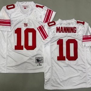 New York Giants #10 Eli Manning White 2007 Throwback Jersey